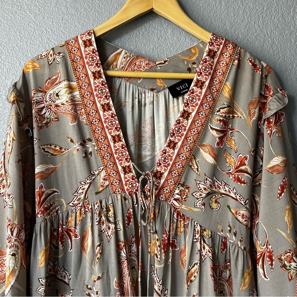 Vici Paisley Sage Mini Dress Large - Picture 3 of 12